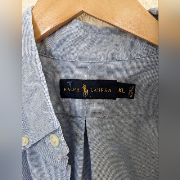 Ralph Lauren Short Sleeve Polo Logo Chambray Collared Shirt.High Quality Classic - Picture 7 of 8